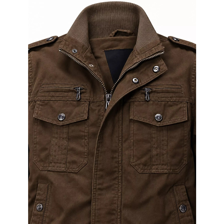 Men’s Military Style Tactical Bomber Jacket with Multi-Pocket Utility Design Apparel and Accessories