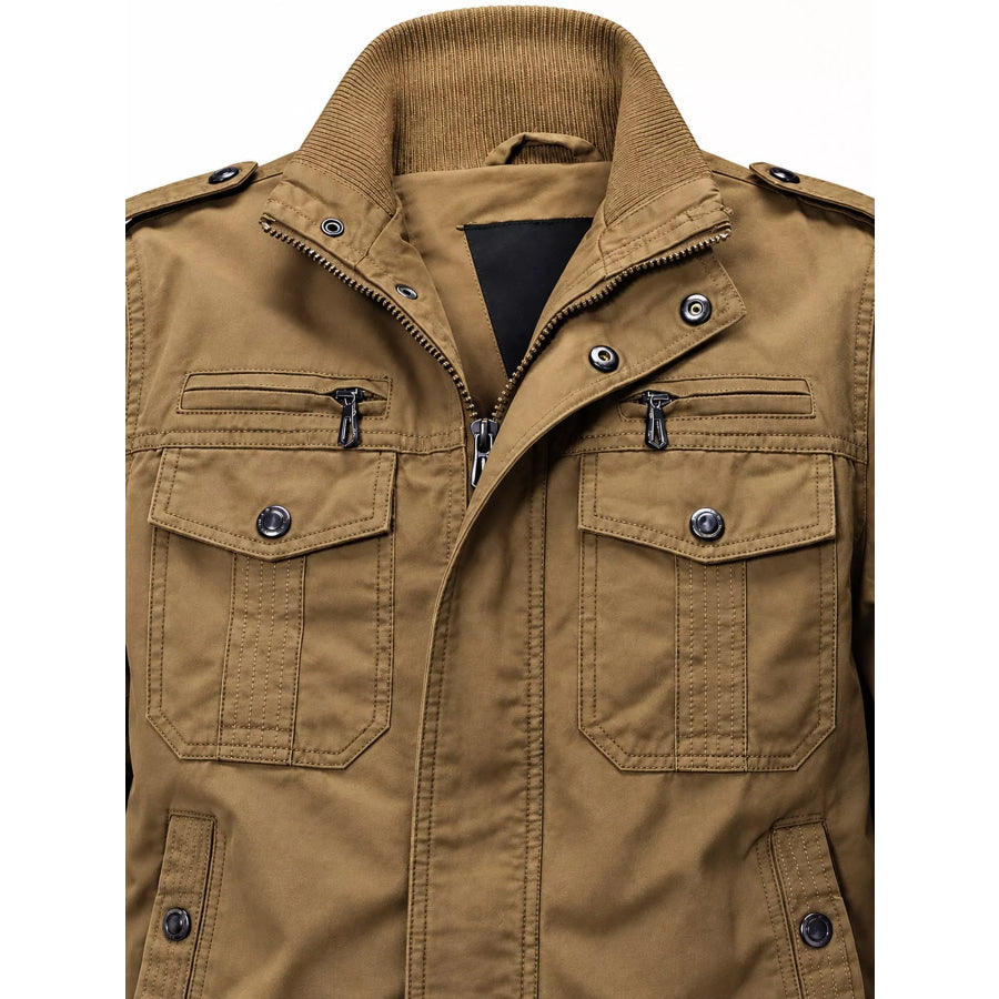 Men’s Military Style Tactical Bomber Jacket with Multi-Pocket Utility Design Apparel and Accessories