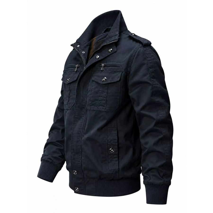 Men’s Military Style Tactical Bomber Jacket with Multi-Pocket Utility Design Apparel and Accessories