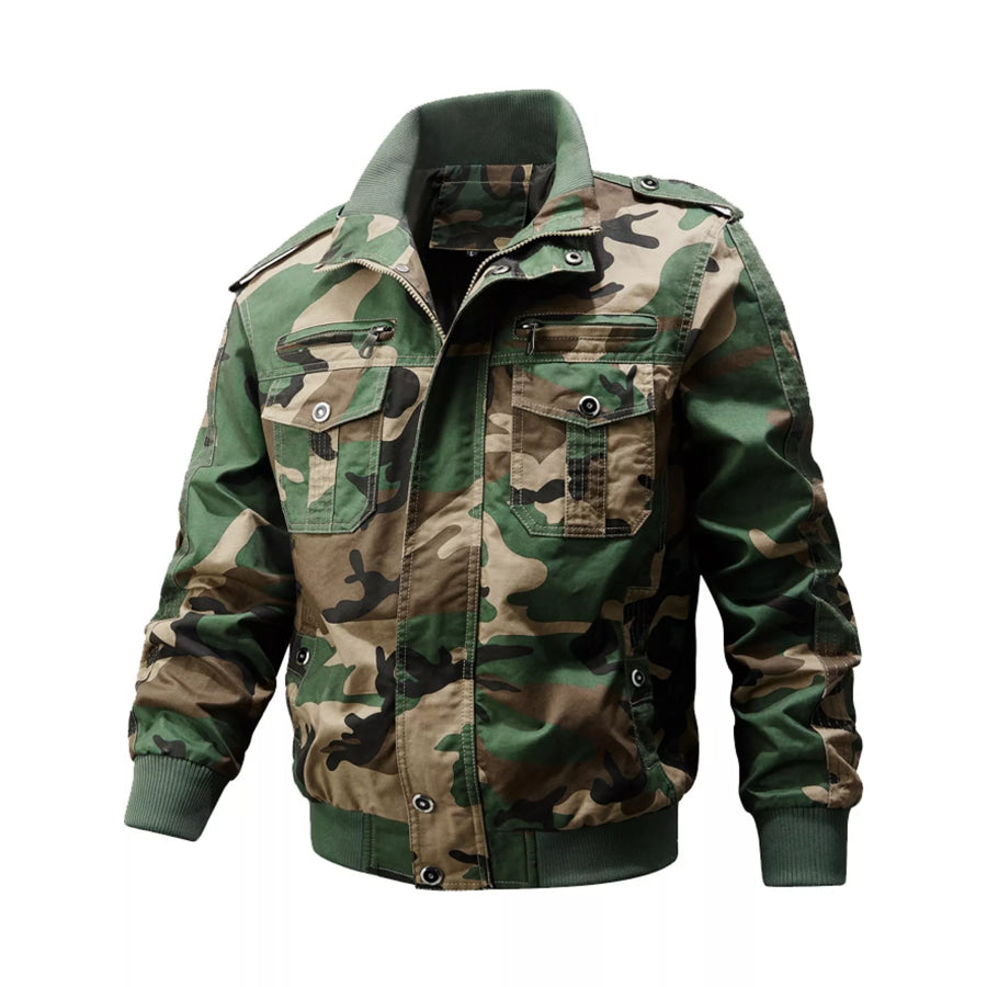 Men’s Military Style Tactical Bomber Jacket with Multi-Pocket Utility Design Camouflage / M Apparel and Accessories
