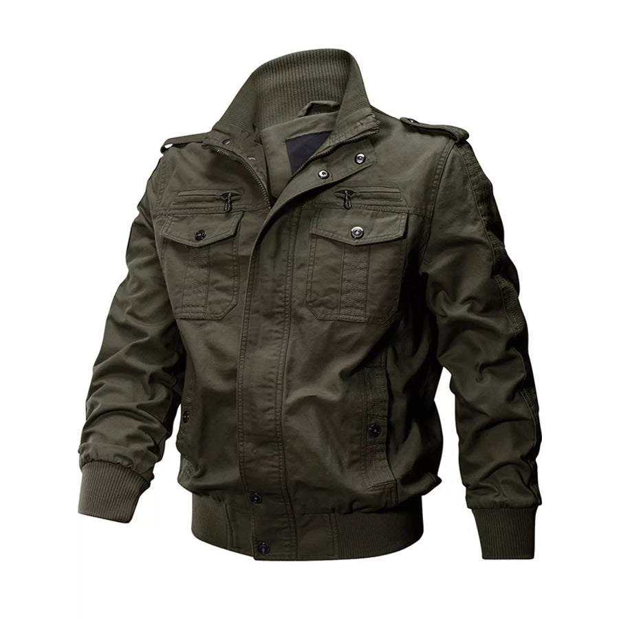 Men’s Military Style Tactical Bomber Jacket with Multi-Pocket Utility Design Green / M Apparel and Accessories
