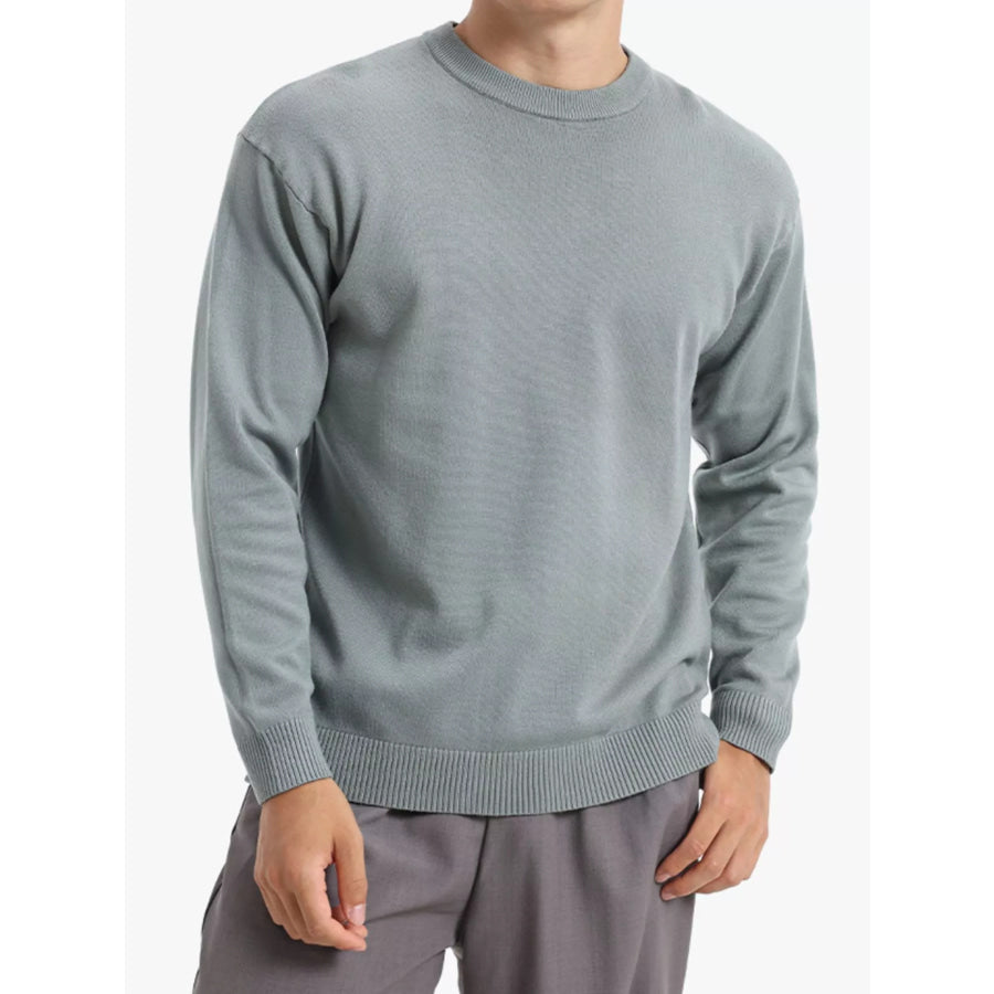 Men’s Minimalist Crew Neck Sweater with Ribbed Cuffs Air Force Blue / M Apparel and Accessories