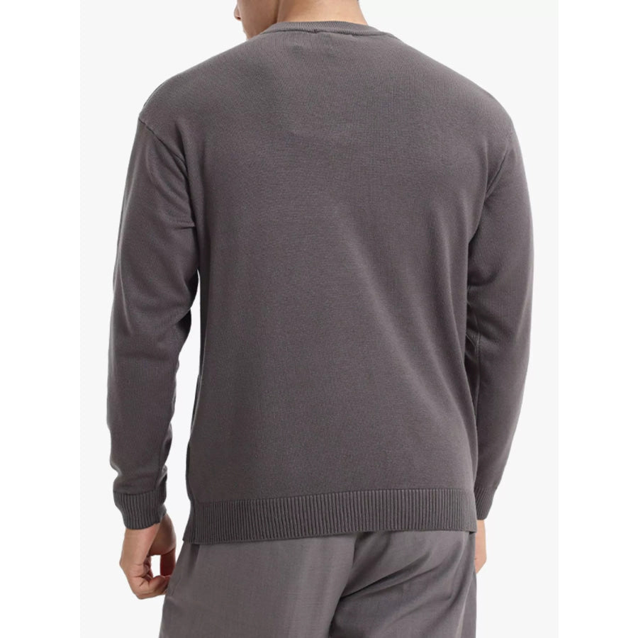 Men’s Minimalist Crew Neck Sweater with Ribbed Cuffs Apparel and Accessories