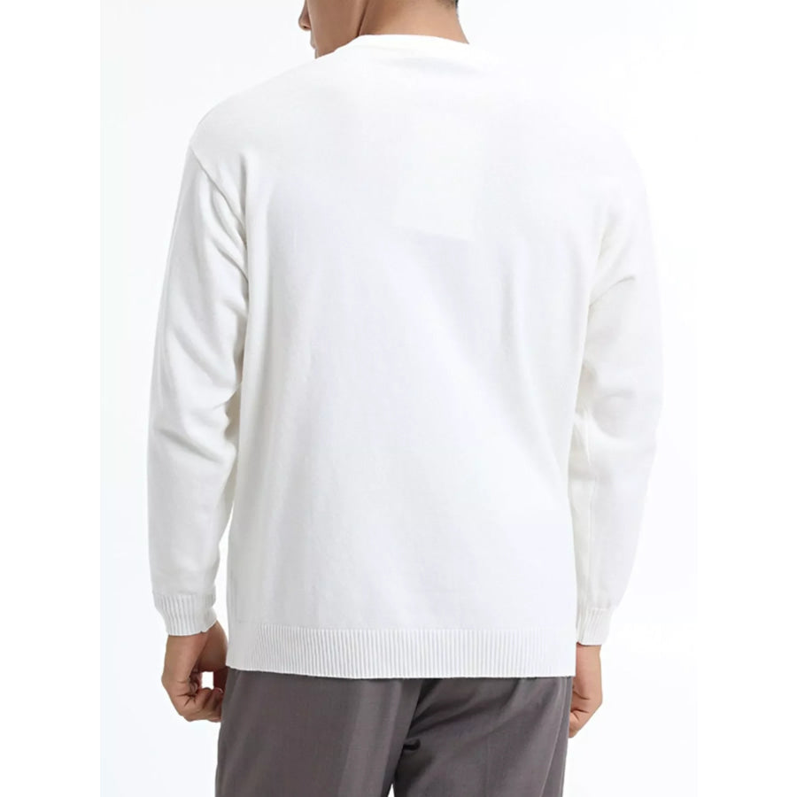 Men’s Minimalist Crew Neck Sweater with Ribbed Cuffs Apparel and Accessories