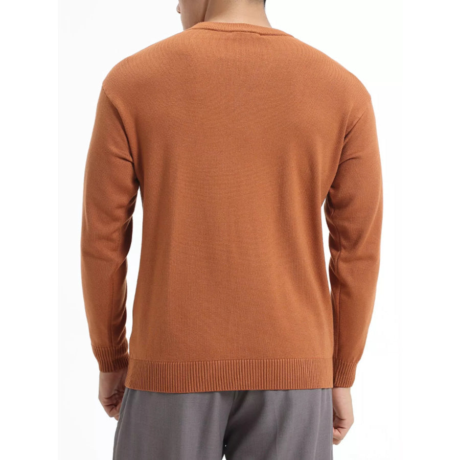 Men’s Minimalist Crew Neck Sweater with Ribbed Cuffs Apparel and Accessories
