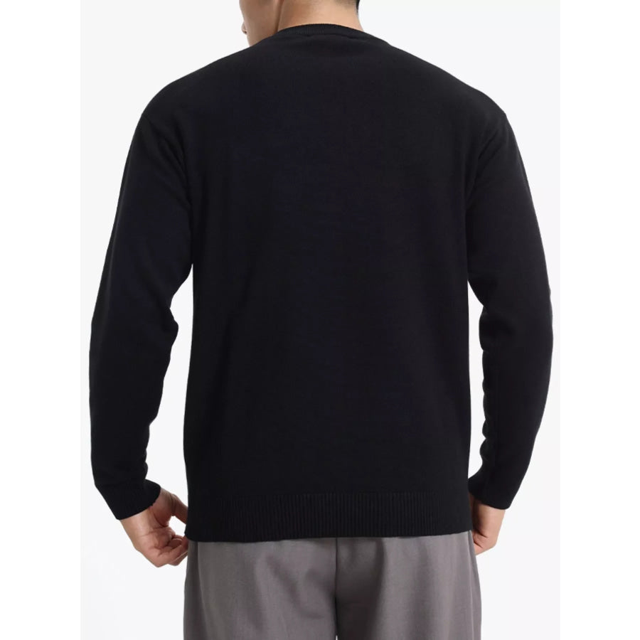 Men’s Minimalist Crew Neck Sweater with Ribbed Cuffs Apparel and Accessories
