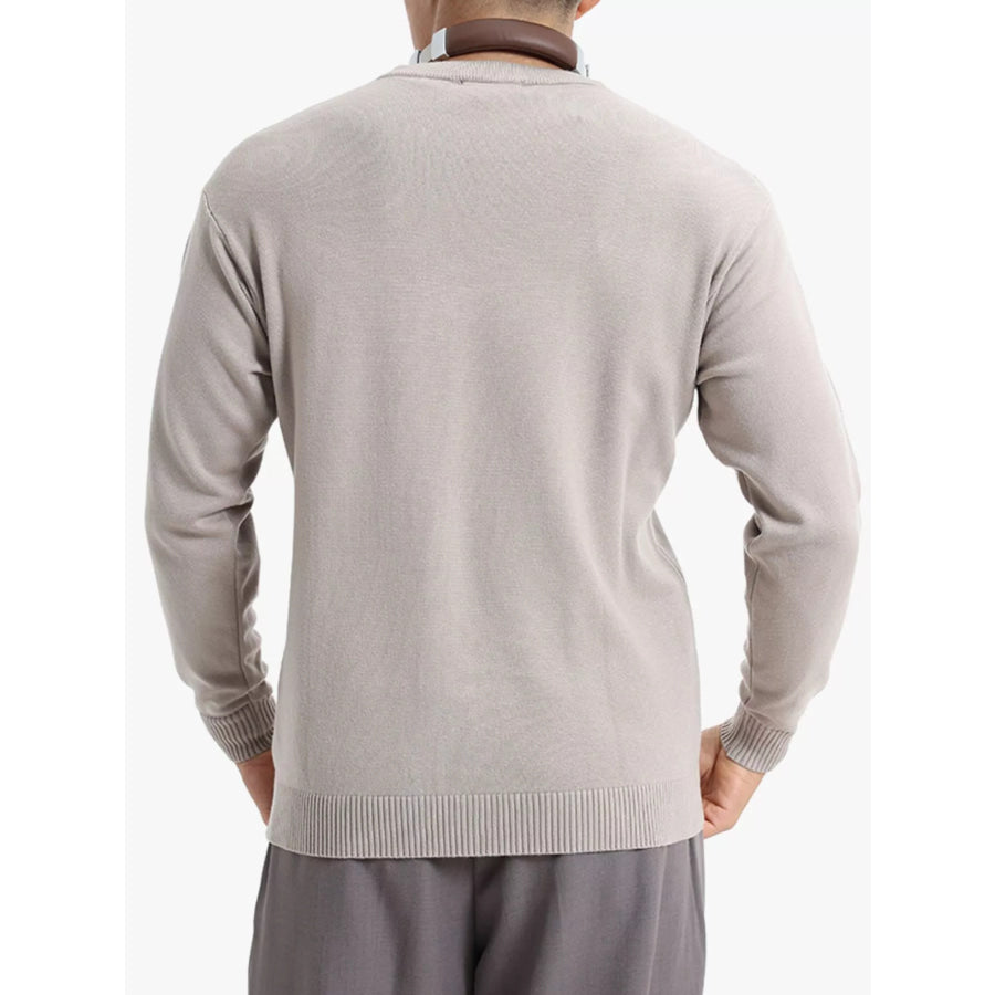 Men’s Minimalist Crew Neck Sweater with Ribbed Cuffs Apparel and Accessories