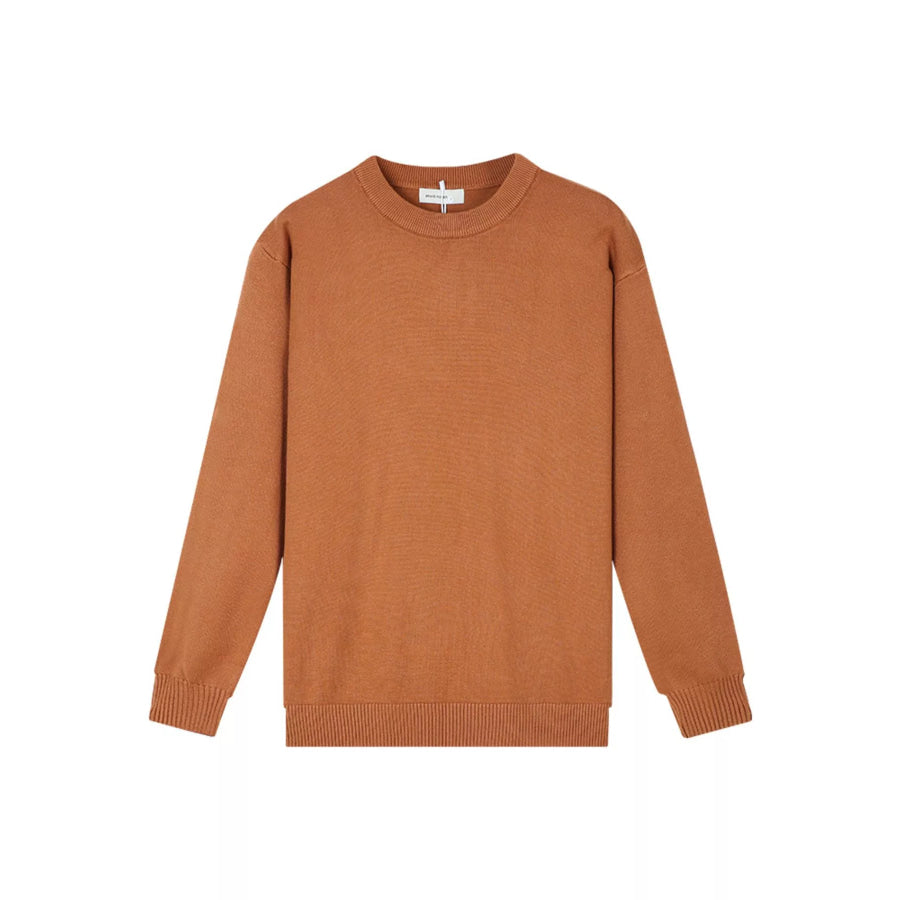 Men’s Minimalist Crew Neck Sweater with Ribbed Cuffs Apparel and Accessories