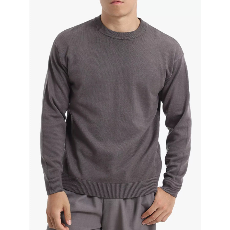 Men’s Minimalist Crew Neck Sweater with Ribbed Cuffs Dark Gray / M Apparel and Accessories