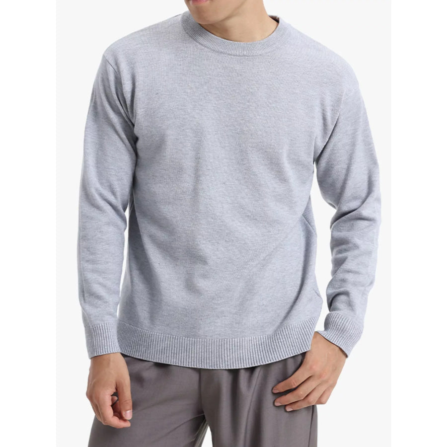 Men’s Minimalist Crew Neck Sweater with Ribbed Cuffs Gray / M Apparel and Accessories