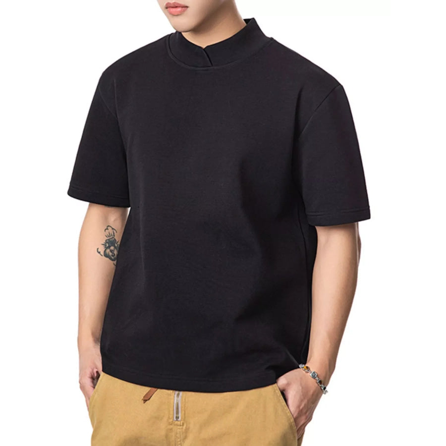 Men’s Mock Neck Short Sleeve Casual T-Shirt Black / M Apparel and Accessories