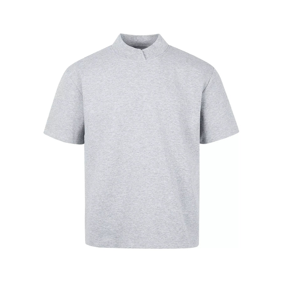 Men’s Mock Neck Short Sleeve Casual T-Shirt Light Gray / M Apparel and Accessories