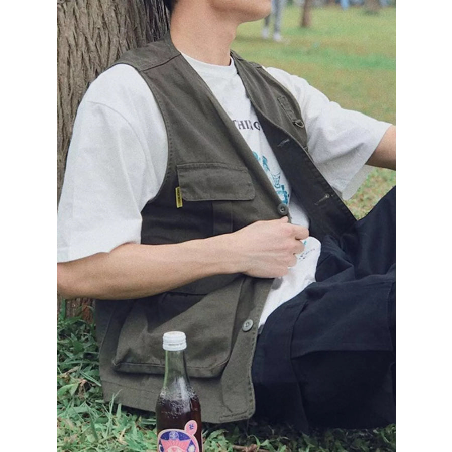 Men’s Multi-Pocket Cargo Vest Army Green / M Apparel and Accessories