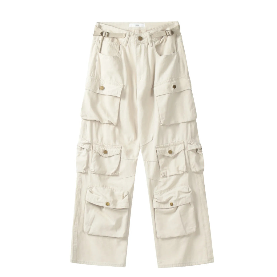 Men’s Multi-Pocket Relaxed Fit Cargo Pants Cream / S Apparel and Accessories