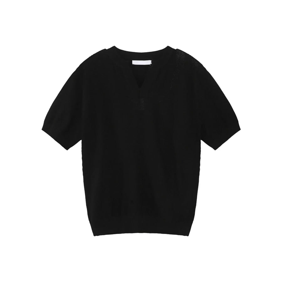 Men’s Notched Short Sleeve Knit Top Apparel and Accessories