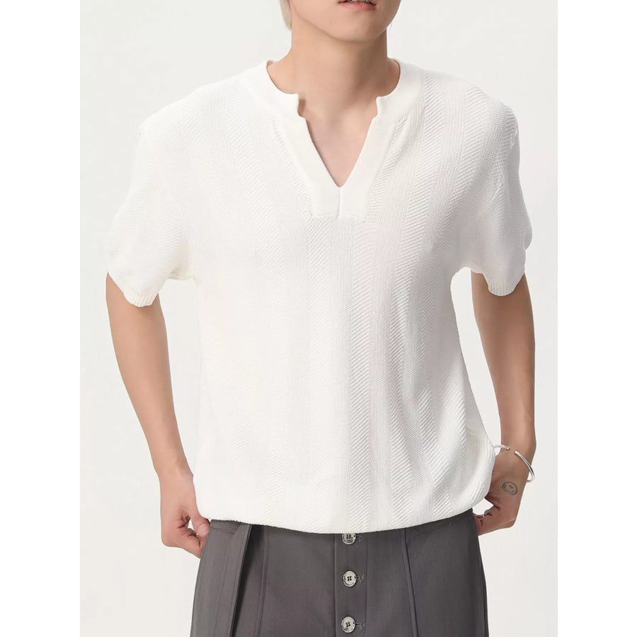 Men’s Notched Short Sleeve Knit Top Apparel and Accessories