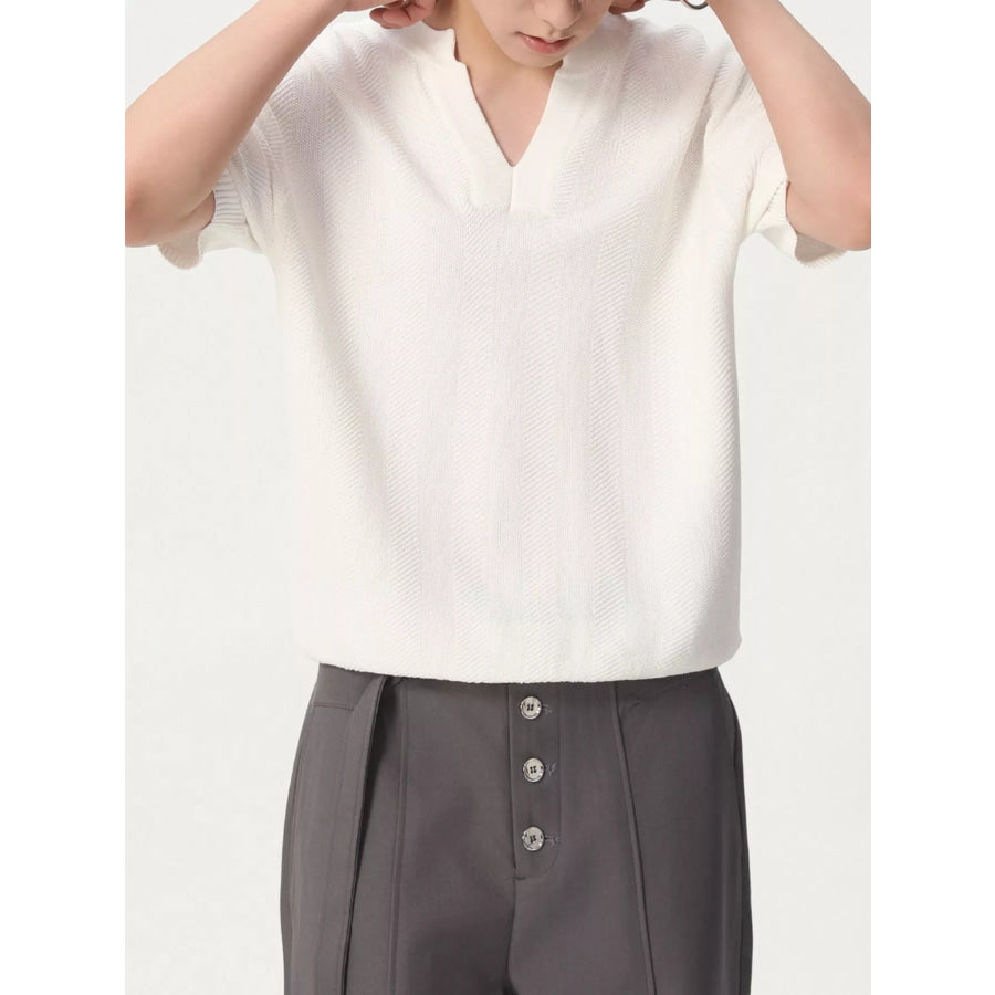 Men’s Notched Short Sleeve Knit Top Apparel and Accessories