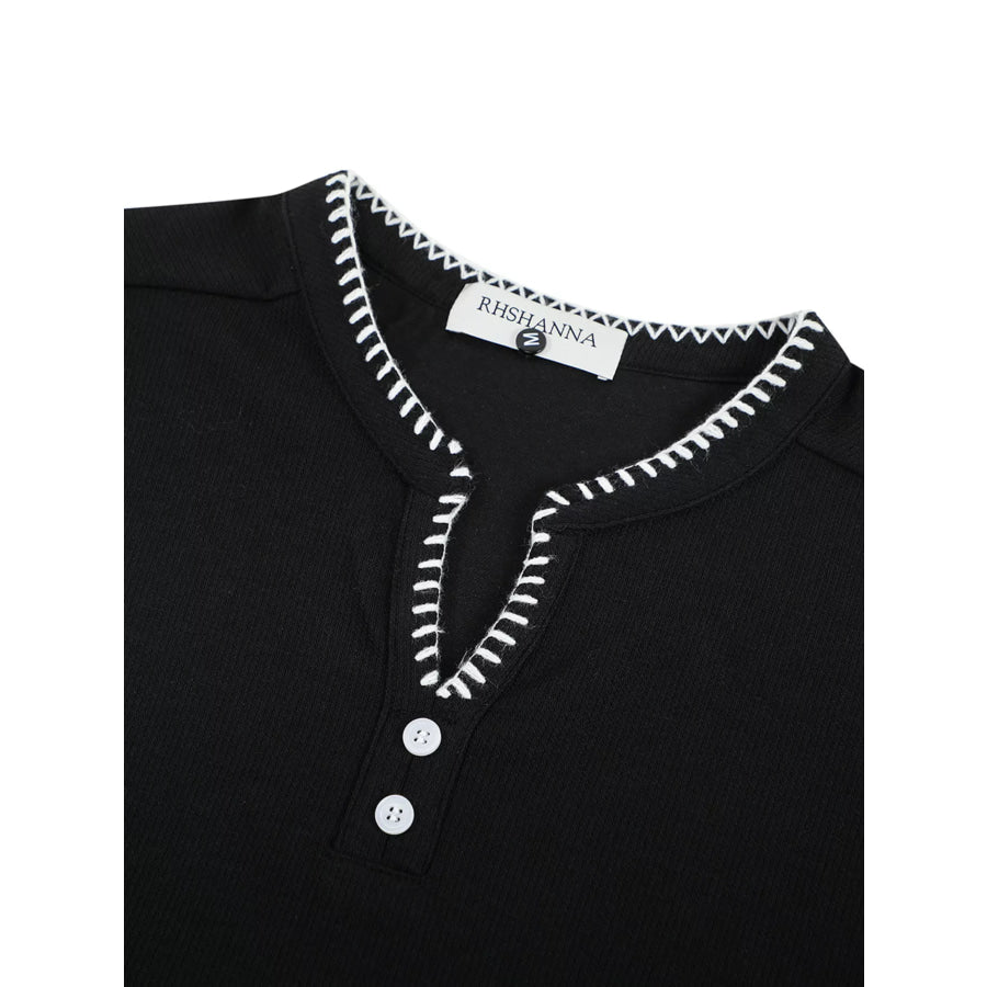Men’s Notched Short Sleeve Top Apparel and Accessories