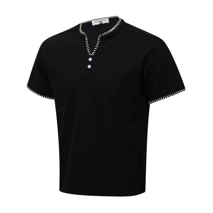 Men’s Notched Short Sleeve Top Black / M Apparel and Accessories