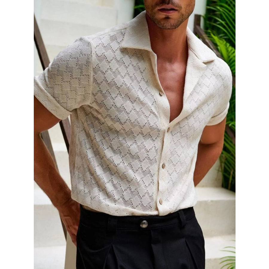 Men’s Openwork Short Sleeve Cardigan Apparel and Accessories
