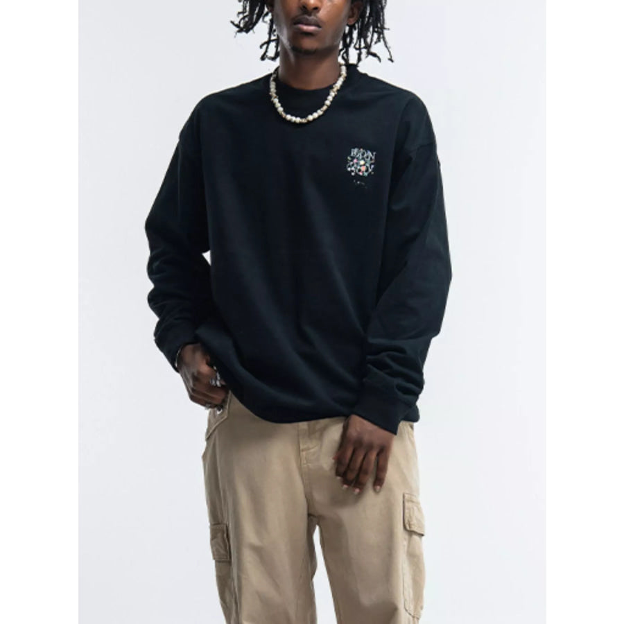 Men’s Oversized Graphic Long Sleeve T-Shirt Black / S Apparel and Accessories