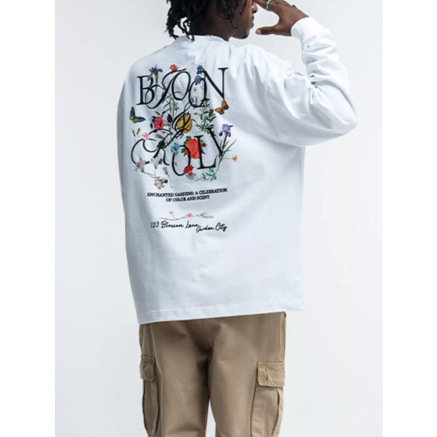 Men’s Oversized Graphic Long Sleeve T-Shirt White / S Apparel and Accessories