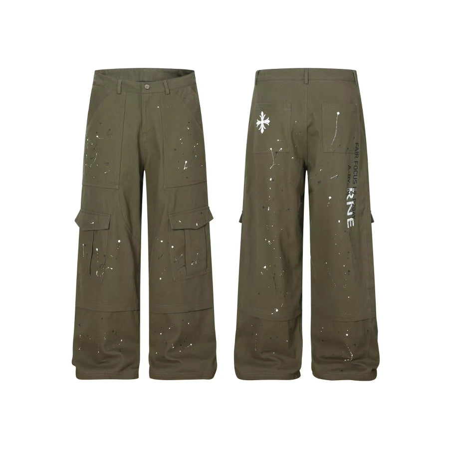 Men’s Paint Splatter Cargo Pants Apparel and Accessories