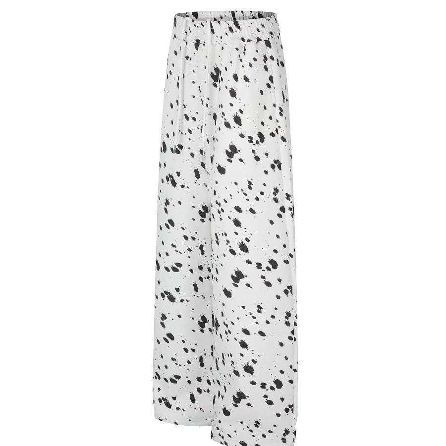 Men’s Paint Splatter Print Wide-Leg Casual Pants White / S Apparel and Accessories