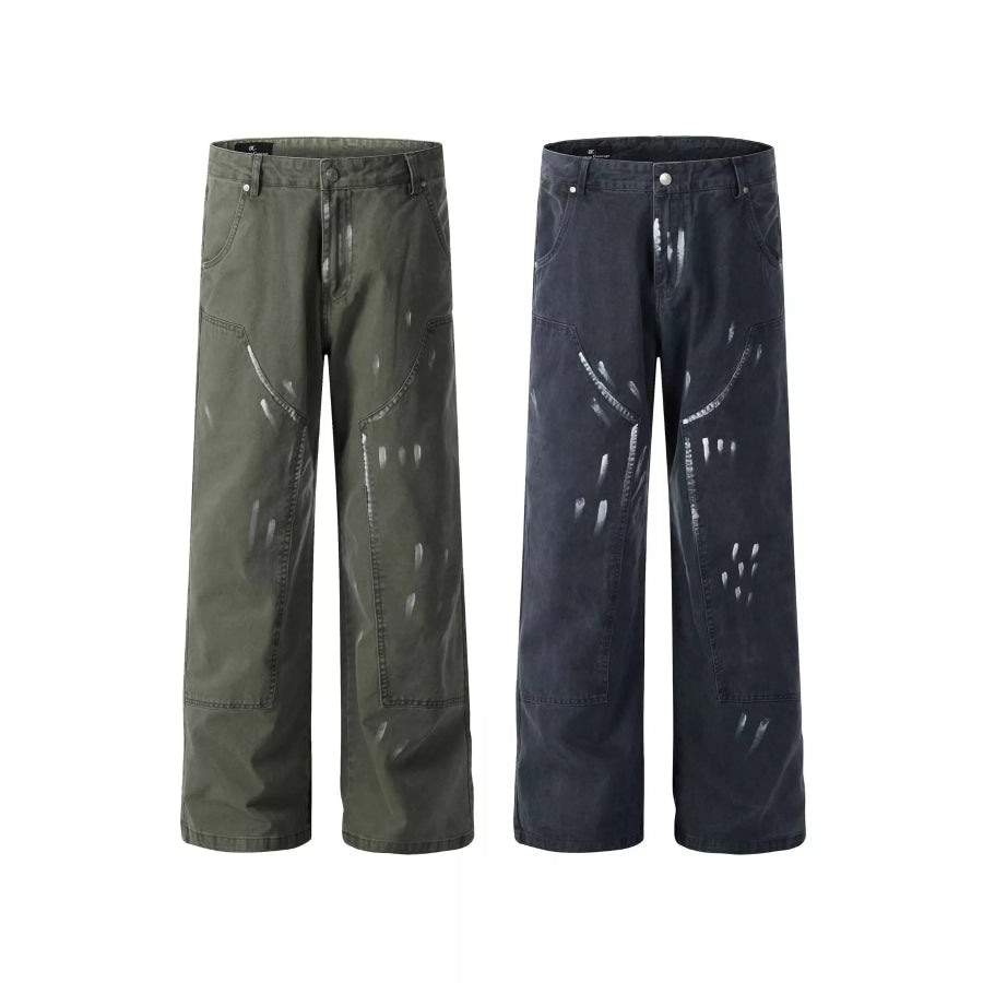 Men’s Paint Splatter Wide-Leg Pants Apparel and Accessories