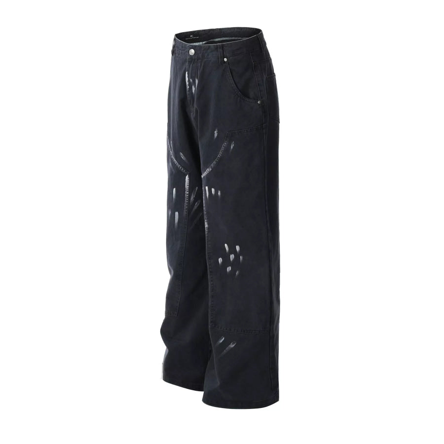 Men’s Paint Splatter Wide-Leg Pants Apparel and Accessories
