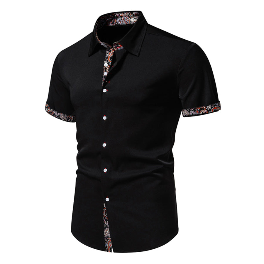 Men’s Paisley Trim Short Sleeve Shirt Apparel and Accessories