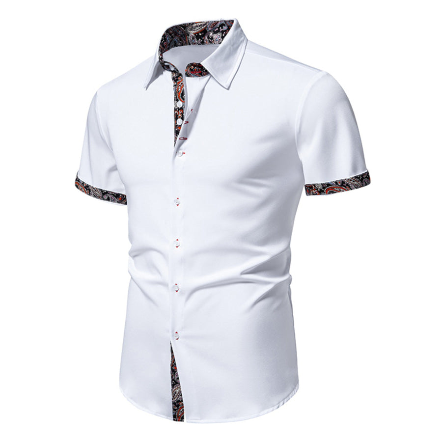 Men’s Paisley Trim Short Sleeve Shirt Apparel and Accessories