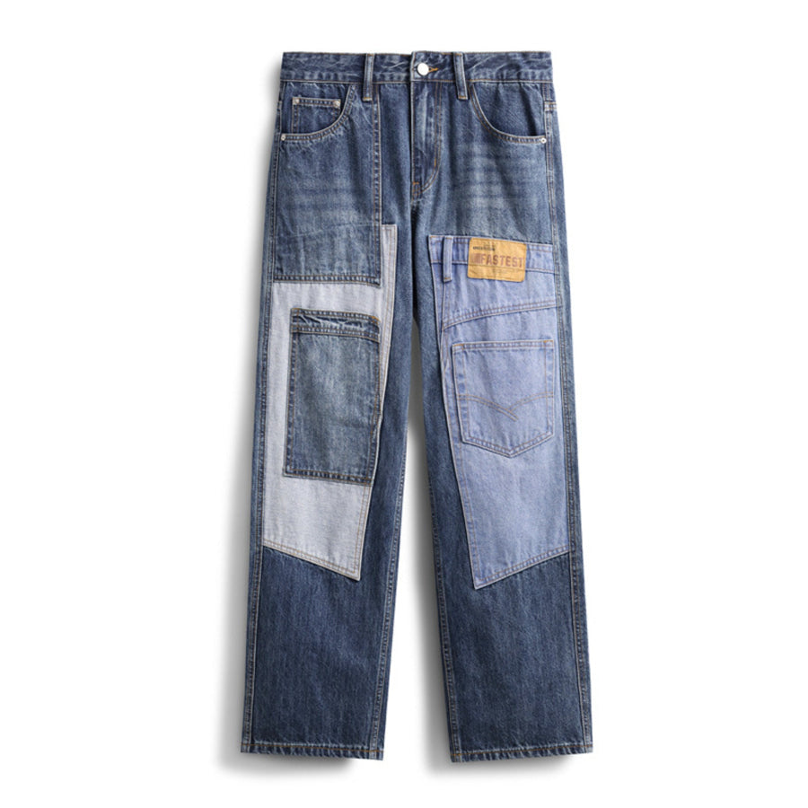 Men’s Patchwork Relaxed Fit Jeans Apparel and Accessories