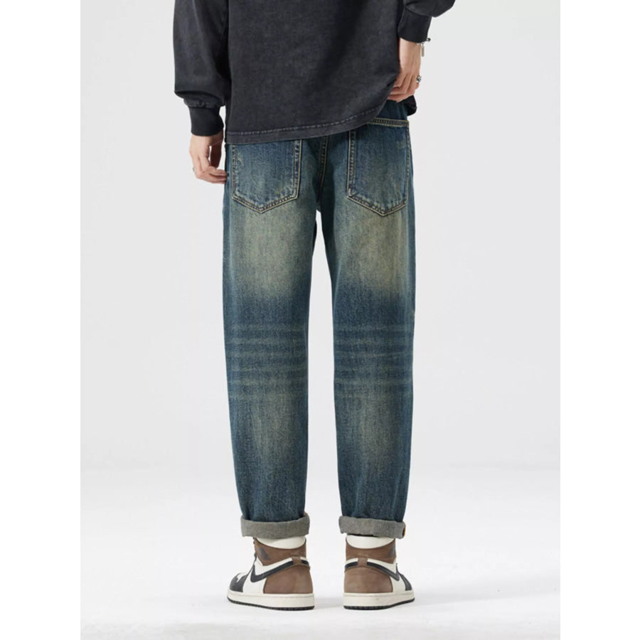 Men’s Patchwork Ripped Loose Fit Jeans Apparel and Accessories