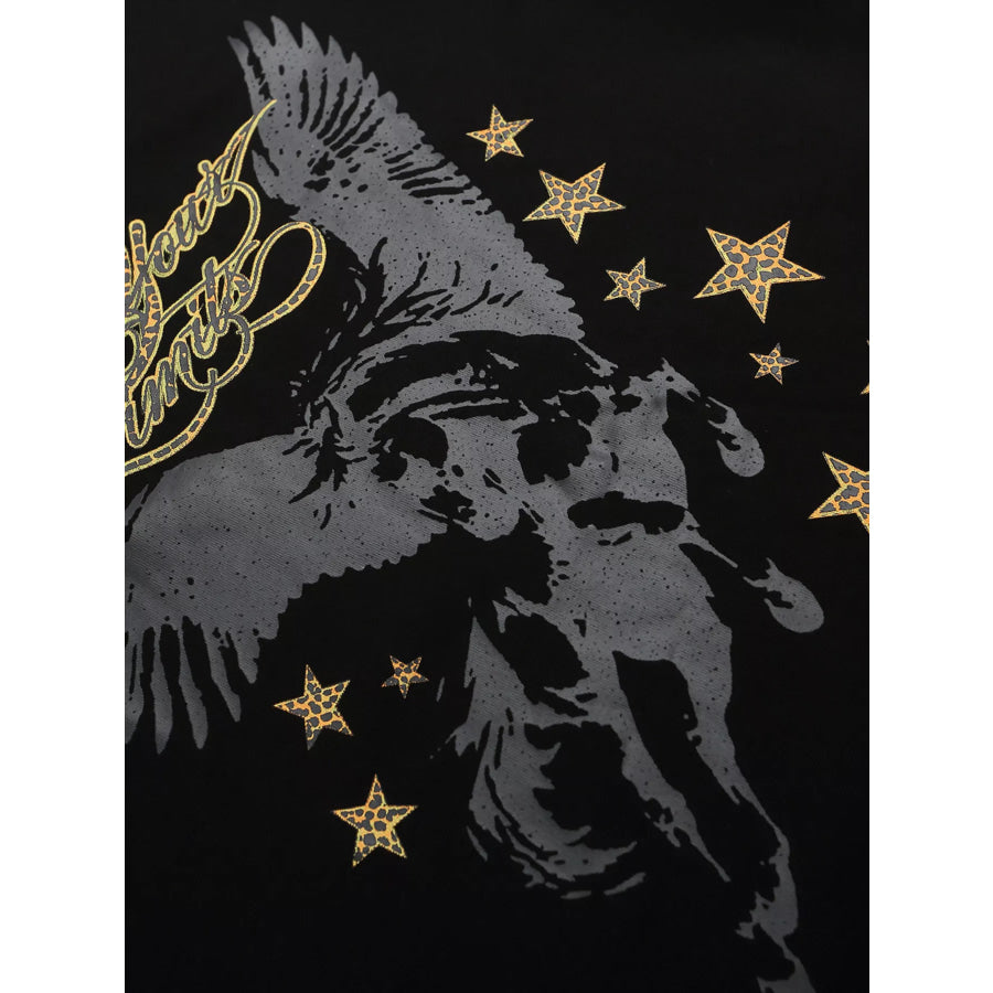 Men’s Pegasus and ’Push Your Limits’ Slogan Round Neck T-Shirt Apparel Accessories