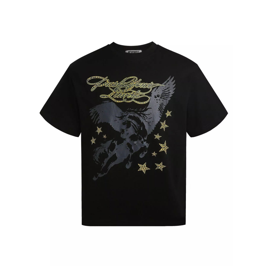 Men’s Pegasus and ’Push Your Limits’ Slogan Round Neck T-Shirt Black / M Apparel Accessories