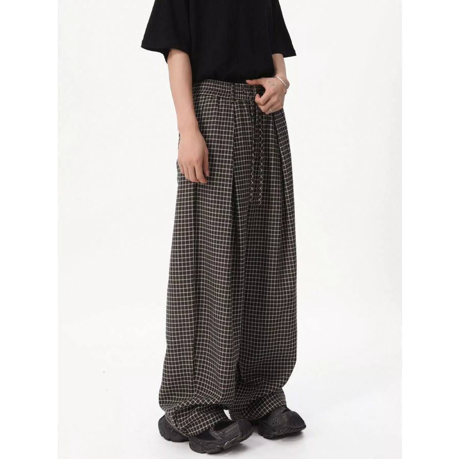Men’s Plaid Wide-Leg Pants Apparel and Accessories