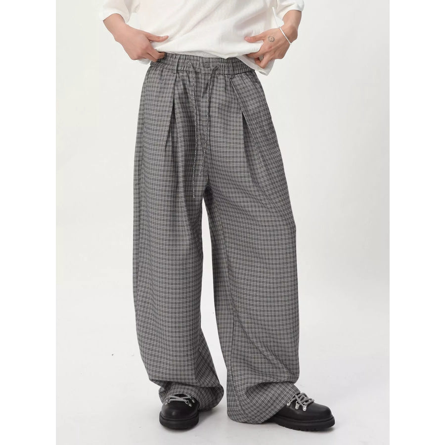 Men’s Plaid Wide-Leg Pants Apparel and Accessories