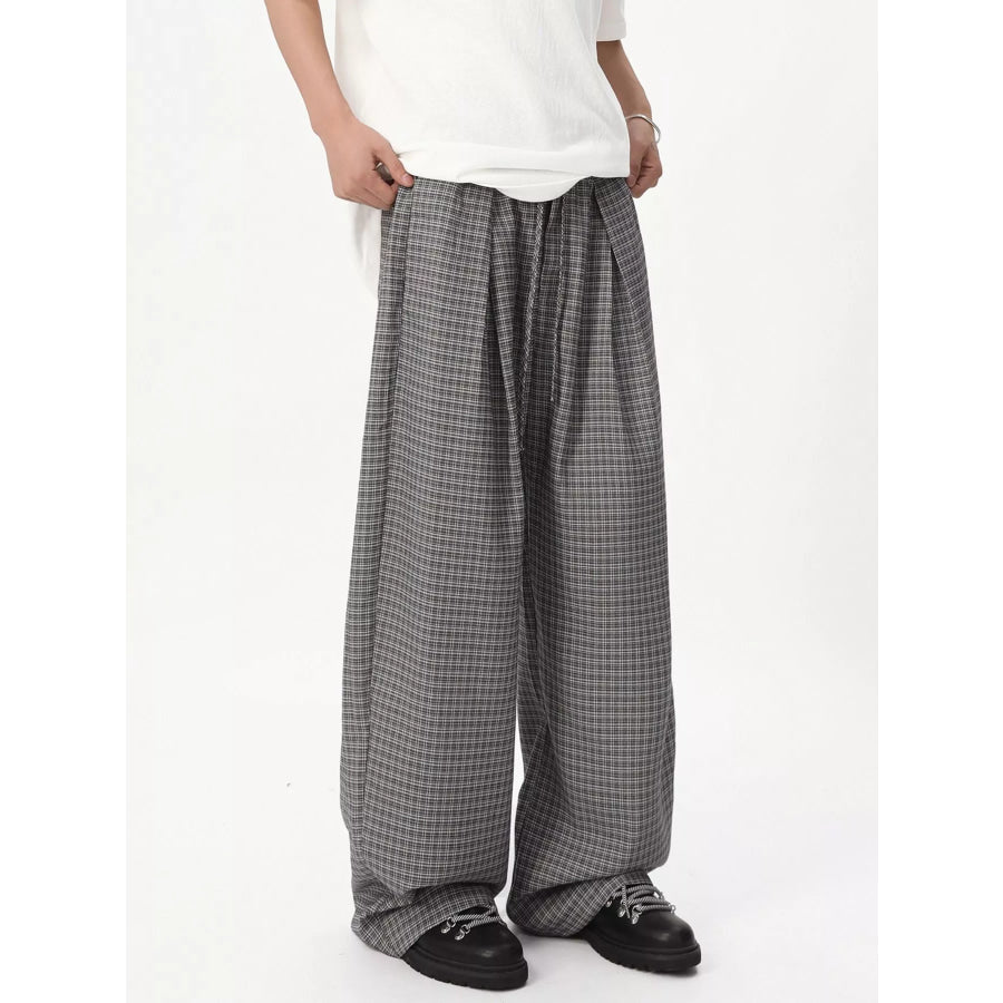 Men’s Plaid Wide-Leg Pants Apparel and Accessories
