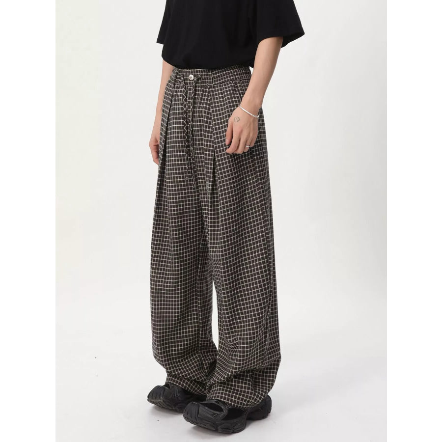 Men’s Plaid Wide-Leg Pants Apparel and Accessories