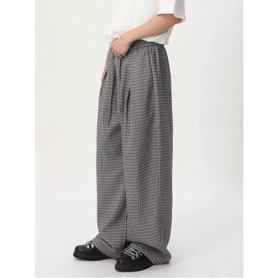 Men’s Plaid Wide-Leg Pants Apparel and Accessories