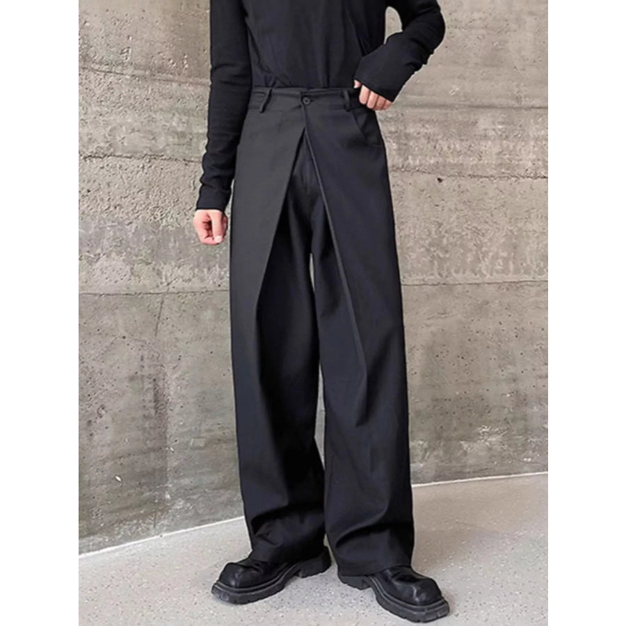 Men’s Pleated Detail Wide-Leg Pants Black / M Apparel and Accessories