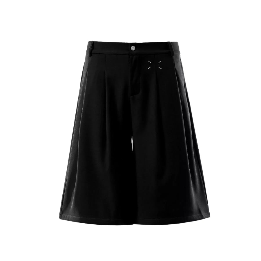 Men’s Pleated Loose Fit Capris Black / S Apparel and Accessories