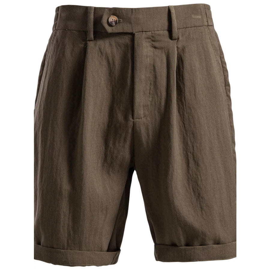 Men’s Pleated Shorts with Pockets Coffee / S Apparel and Accessories