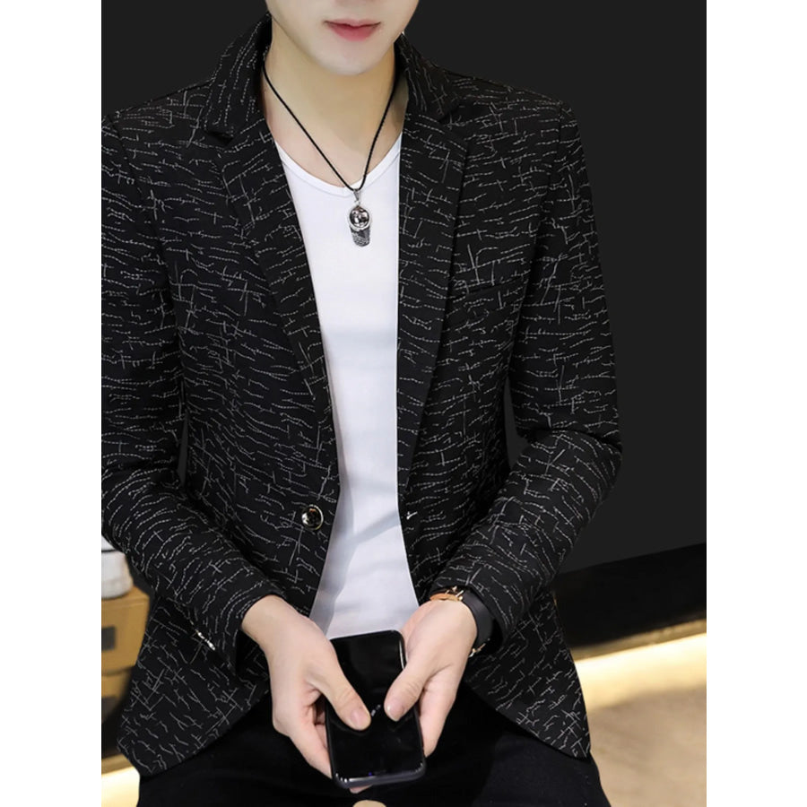 Men’s Plus Size Abstract Patterned Slim Fit Blazer Apparel and Accessories