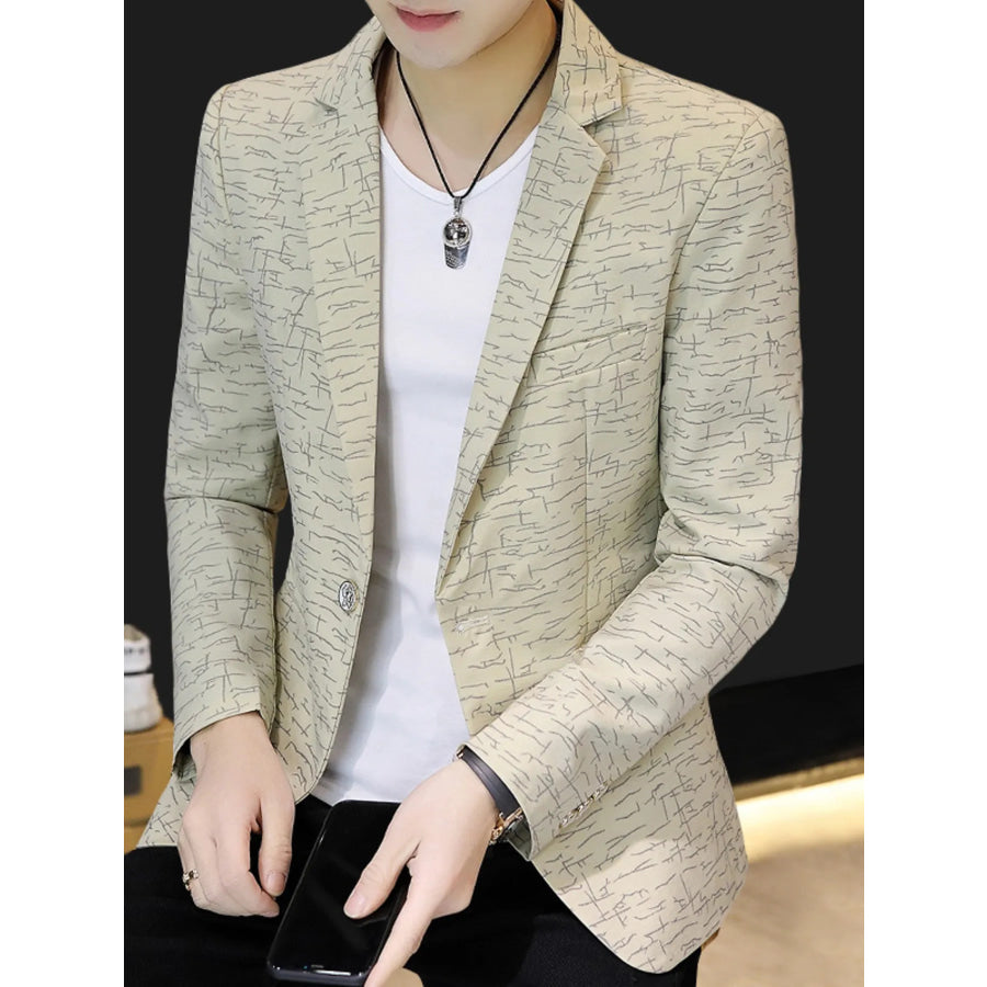 Men’s Plus Size Abstract Patterned Slim Fit Blazer Khaki / M Apparel and Accessories