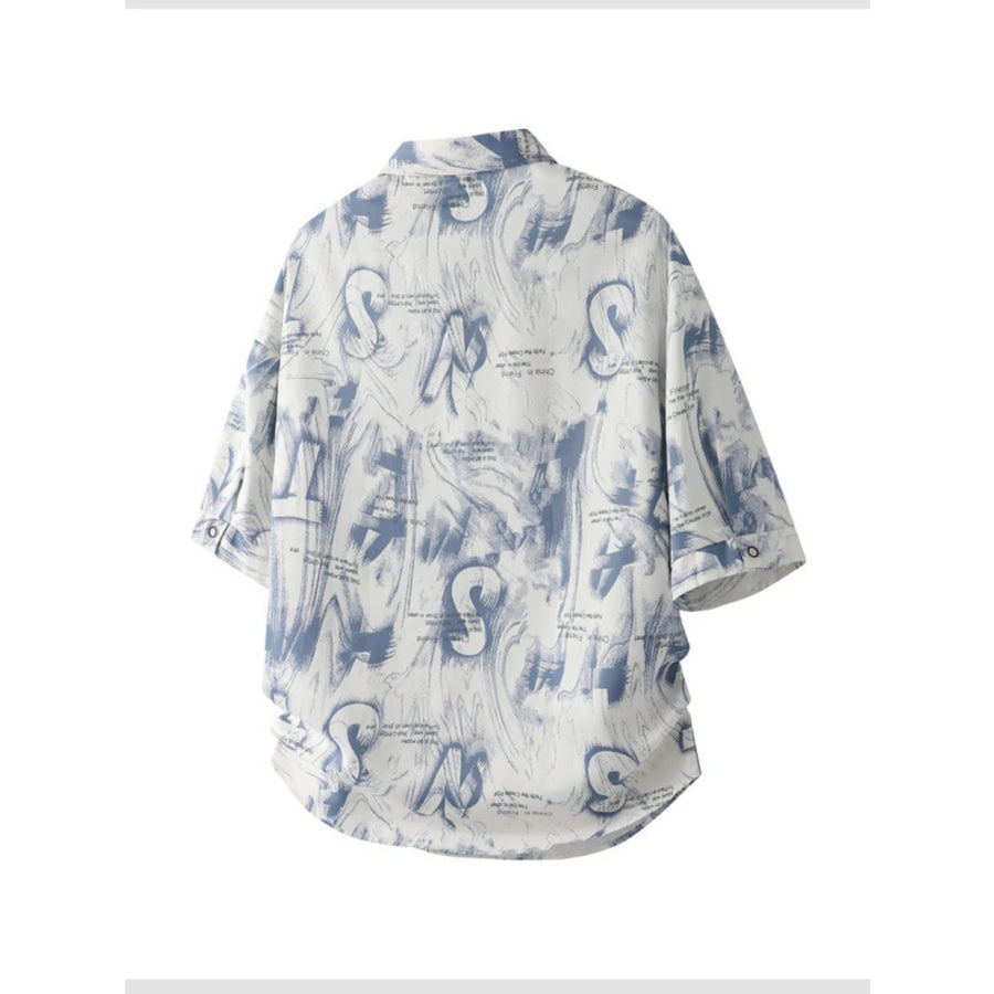 Men’s Plus Size Abstract Print Casual Short Sleeve Shirt Apparel and Accessories