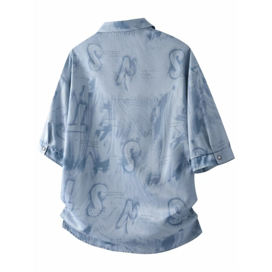 Men’s Plus Size Abstract Print Casual Short Sleeve Shirt Apparel and Accessories