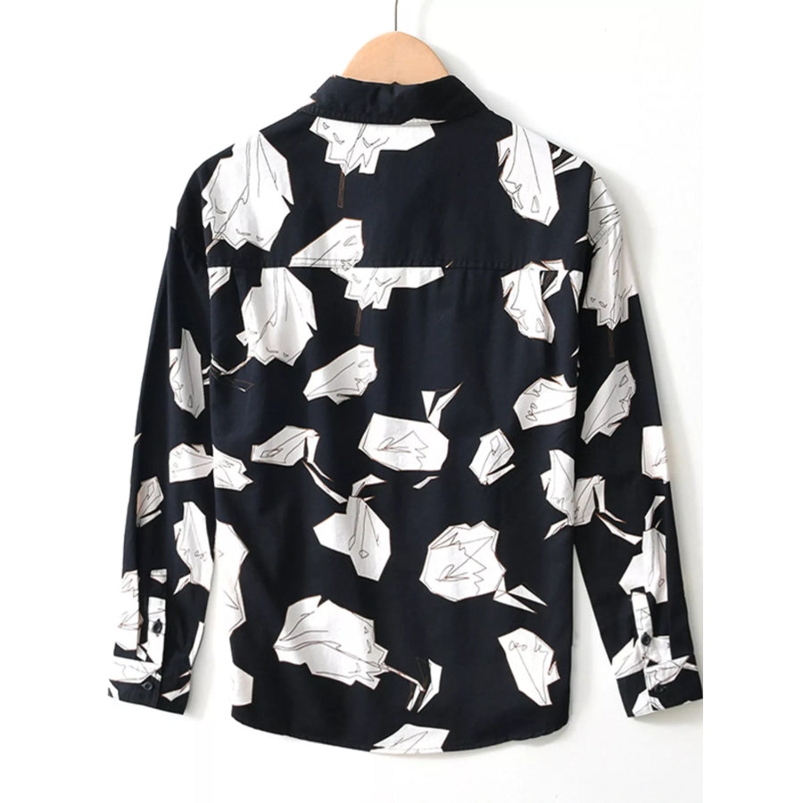 Men’s Plus Size Abstract Print Long Sleeve Casual Shirt Apparel and Accessories