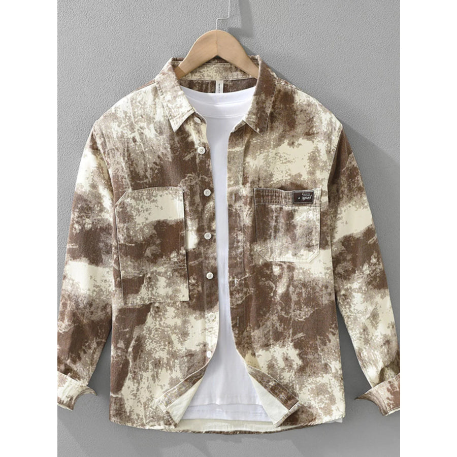 Men’s Plus Size Abstract Print Long Sleeve Casual Shirt Apparel and Accessories